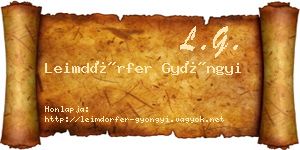 Leimdörfer Gyöngyi névjegykártya